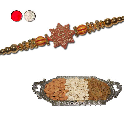 "Rakhi - FR- 8100 A (Single Rakhi), Dryfruit Thali - code RD200 - Click here to View more details about this Product